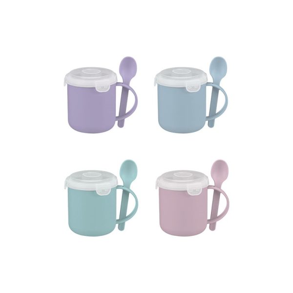 COOKE & MILLER PASTEL MICROWAVABLE SOUP MUG WITH SPOON