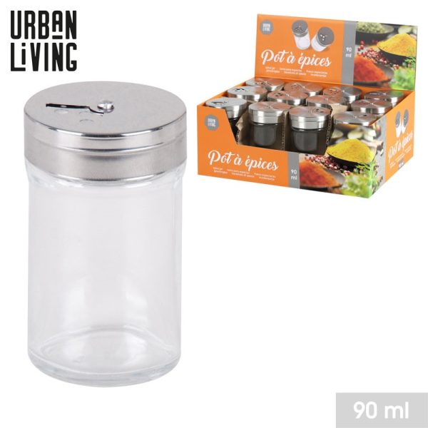 URBAN LIVING GLASS ROUND SPICE JAR