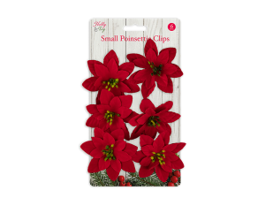 Christmas Small Poinsettia Flower Clips Pack Of 6