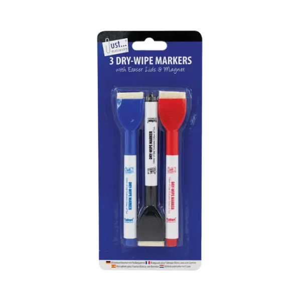 Premium Colour dry-wipe markers pack of 3