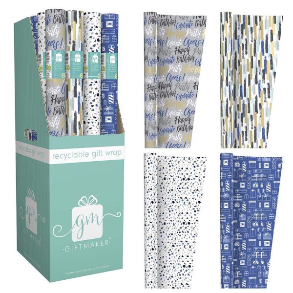 Premium Giftmaker male mix recyclable gift wrap 4 3m