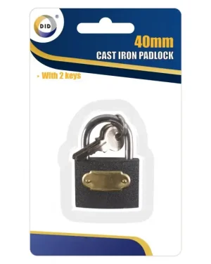 DID 40mm Cast Iron Padlock With 2 Keys