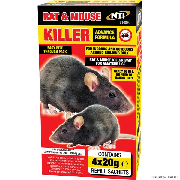 Premium Rat & mouse killer 4 x 20g sachets