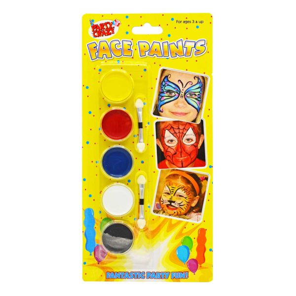 Premium Party crazy face paints pack of 5