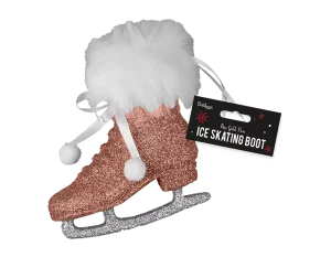 Christmas Rose Gold Ice Skating Boot Decoration 13cm