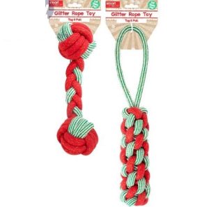 Smart Choice Christmas Glitter Rope Tug Dog Toy