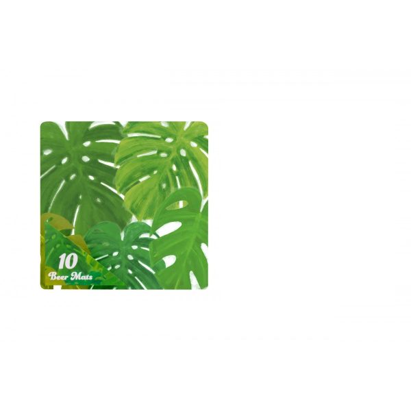 Premium Green leaves beer mat coasters 10cm pack of 10