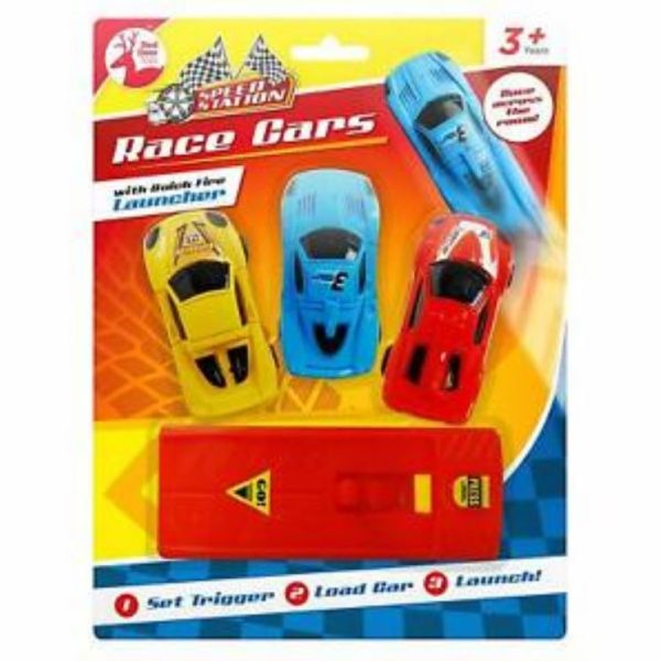 Premium Red deer toys quick fire launcher race cars play set 4pc