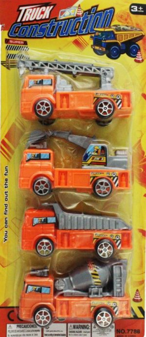 Pull Back Construction Assorted Trucks 9.5cm X 5.3cm
