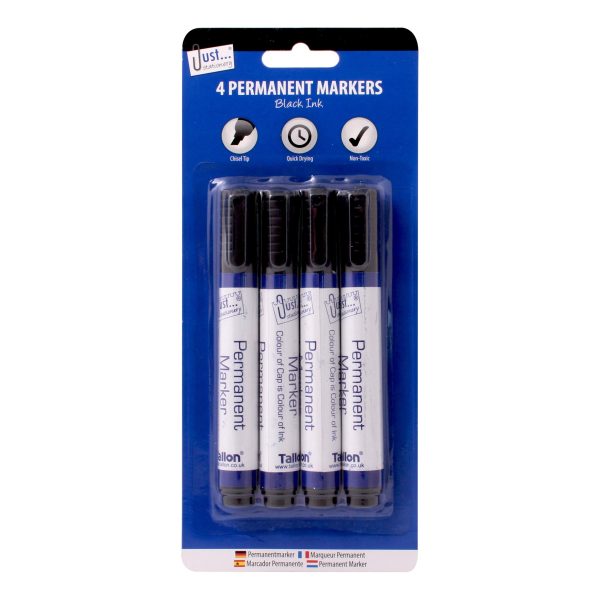 Premium Black permanent markers pack of 4