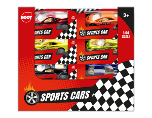 Hoot 1:64 Die Cast Pull-Back Sports Cars Toys