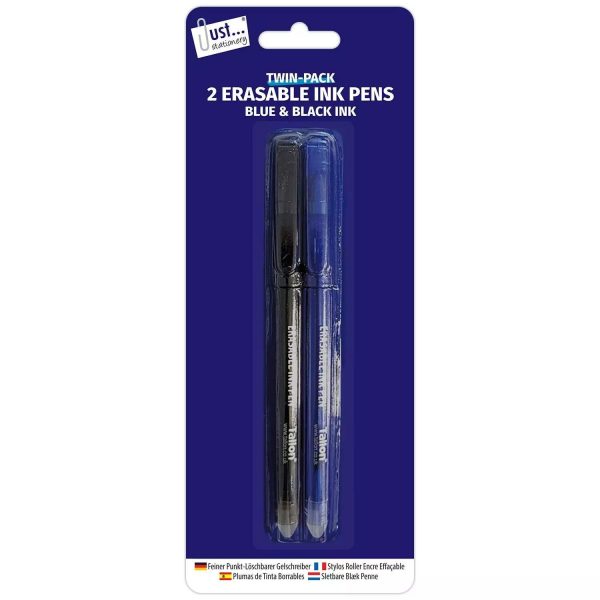 Premium Black & blue erasable ink pens pack of 2