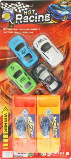 Hot Racing Car Launchers With 4 Cars (Approx 38cm X 17cm)