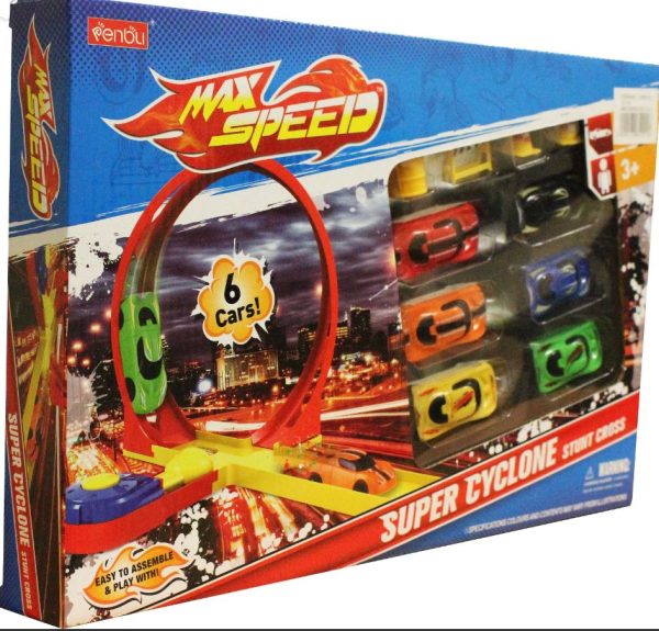 Premium Super cyclone stunt cross racing set with 6 cars