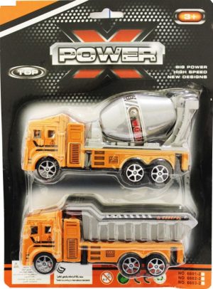 Dump Truck & Mixer 2pc Play Trucks (Approx 26cm X 19cm)