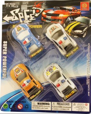Super Speed 4pc Police Car Set (Approx 25.5cm X 20.5cm)