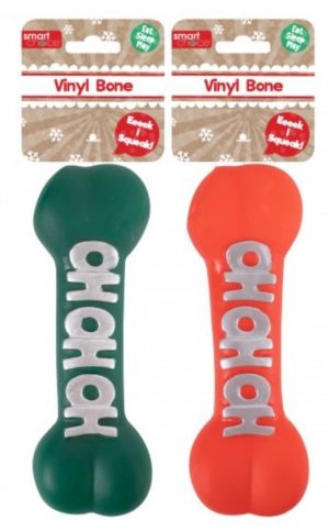 Smart Choice Christmas Squeaky Vinyl Ho Ho Ho Dog Bone Toy 21cm