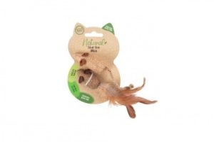 World Of Pets Silver Vine & Hessian Natural Mouse Cat Toy Set 2pc