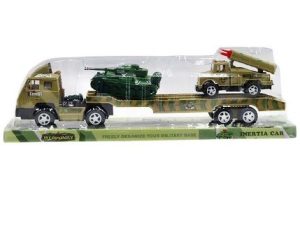 Friction Military Truck With Tank, Armoured Vehicle & Soldiers