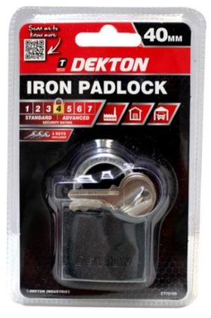 Dekton 40mm Iron Padlock With 3 Keys