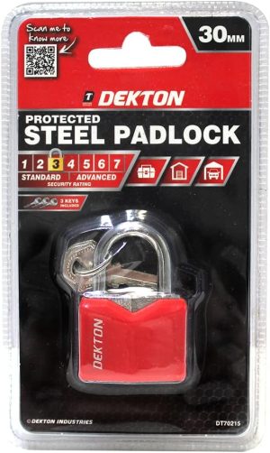 Dekton 30mm Protected Steel Padlock With 3 Keys