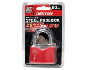 Dekton 50mm Protected Steel Padlock With 3 Keys