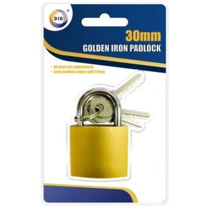 DID 30mm Golden Iron Padlock With 3 Keys