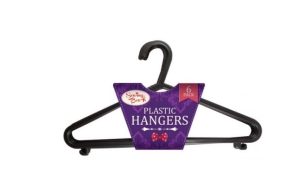Sewing Box Black Plastic Clothes Hangers Pack Of 6
