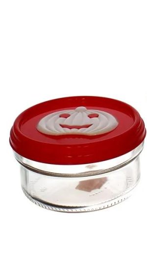 Smiley Face Round Glass Storage Jar With Lid 415ml