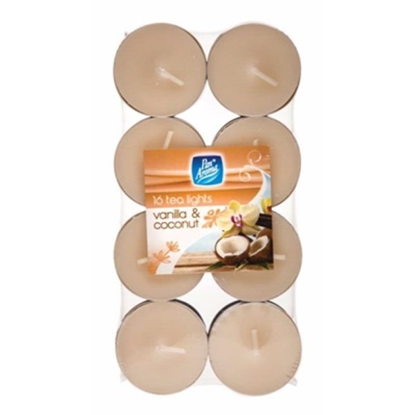 Pan Aroma Colour Tea Lights Vanilla & Coconut Pack OF 16