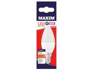 Maxim 6W=40W Candle Pearl Warm White E14 SES LED Light Bulb