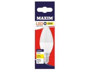 Maxim LED Light Bulb 3W=25W Candle Pearl Cool White SES