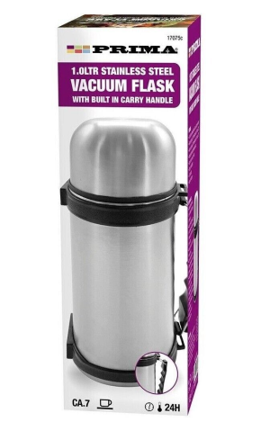Prima Stainless Steel Vacuum Flask With Carry Handle 1l