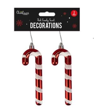 Christmas Red Candy Sweet Decorations Pack Of 2