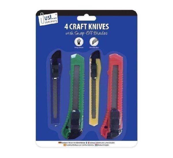 Premium Just stationery snap-off blade craft knives pack of 4