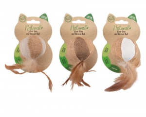World Of Pets Natural Silver Vine & Hessian Ball Cat Toy 6cm
