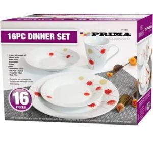 Prima Red & Cream Wild Flower Dinner Set 16pc
