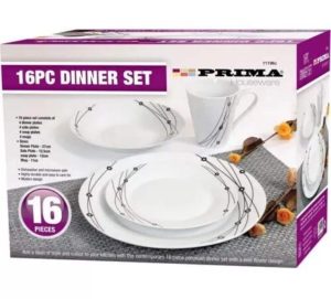Prima Black Floral Dinner Set 16pc