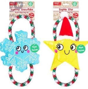 Smart Choice Christmas Squeaky Plush & Rope Dog Toy