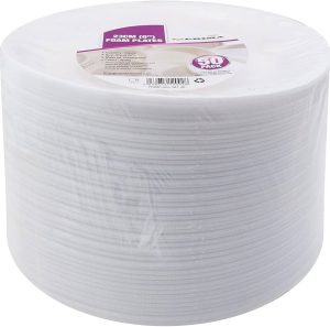 Prima Disposable Foam Dinner Plates 23cm Pack Of 50