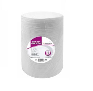 Prima Foam White Disposable Plates 25cm Pack Of 100