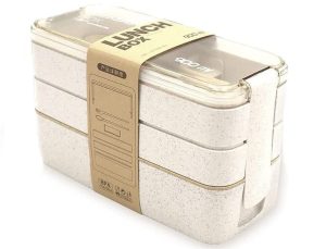 Eco Bamboo Fibre White 3 Layer Lunch Box