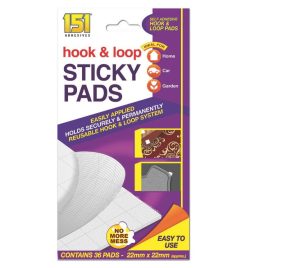 151 Heavy Duty Hook & Loop Exterior Sticky Pads Pack Of 36