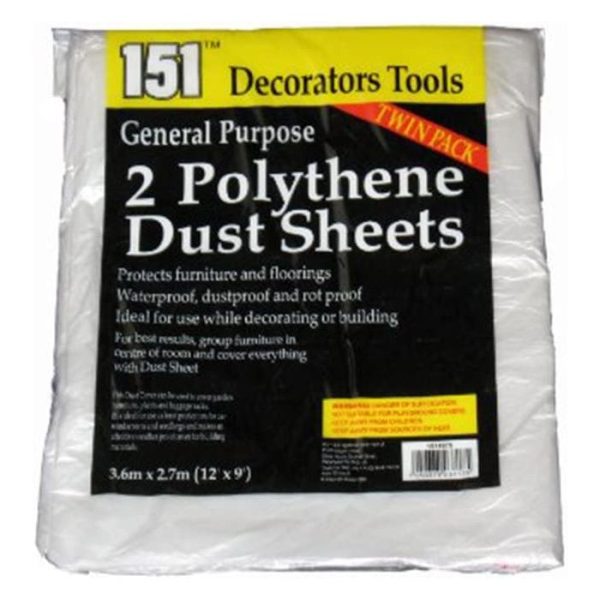 Premium 151 general purpose polythene dust sheets 3.6m x 2.7m 2pc