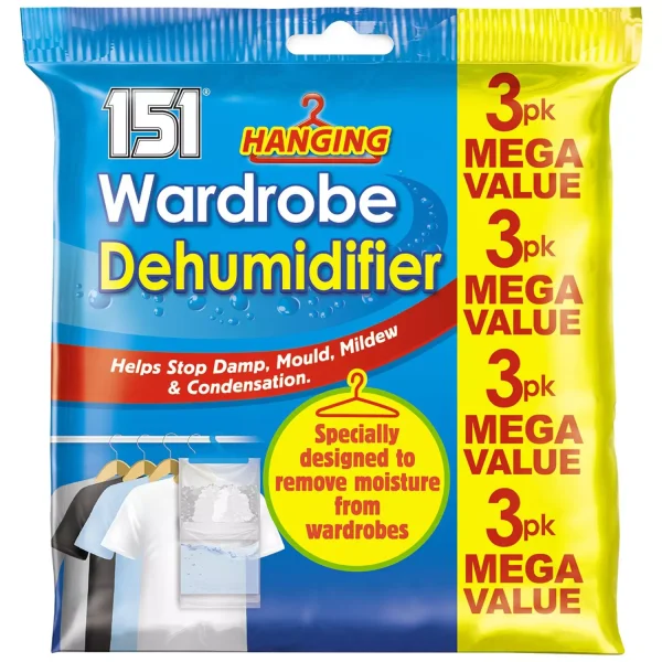 Premium 151 hanging wardrobe dehumidifier 180g pack of 3