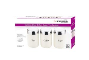 Prima Stainless Steel Cream Coffee, Sugar & Tea Dome Canisters Set 3pc