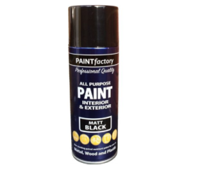 Paint Factory All Purpose Black Matt Spray Paint 400ml