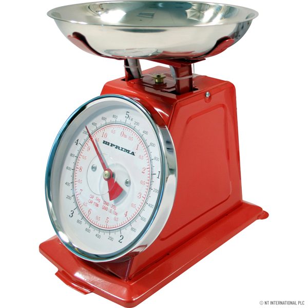 Premium Prima red mechanical kitchen scale 5kg