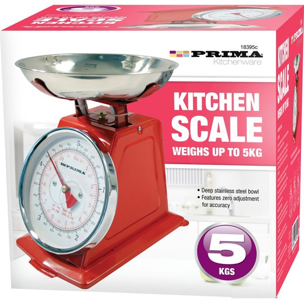 Premium Prima red mechanical kitchen scale 5kg