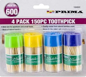 Prima Double Sided Bamboo Toothpick Canisters 150pc Pack Of 4